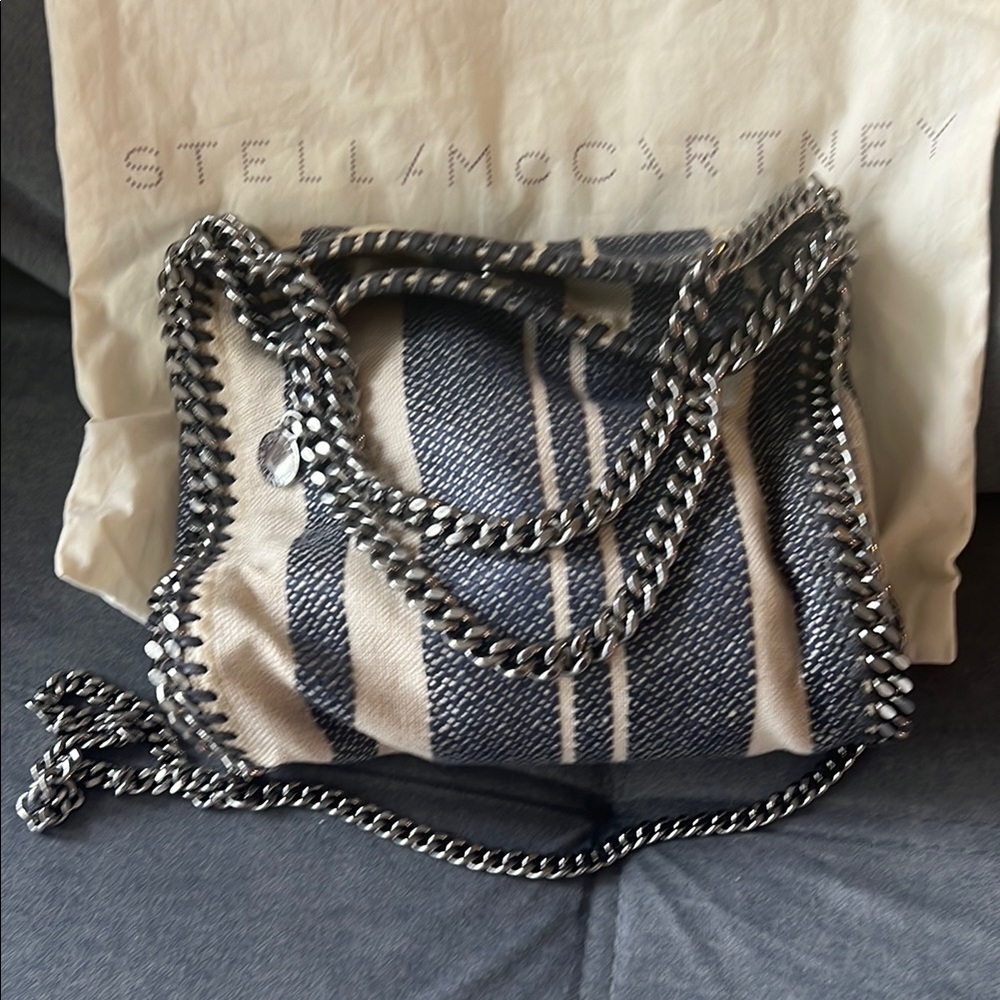 Stella McCartney Fallabella Navy/Cream Convertible Shoulder Bag w/Chain Detail